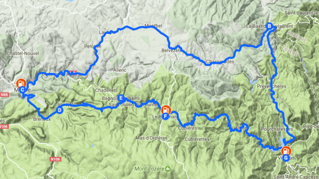 Parcours moto / auto : Balade au pied du Mont Lozère